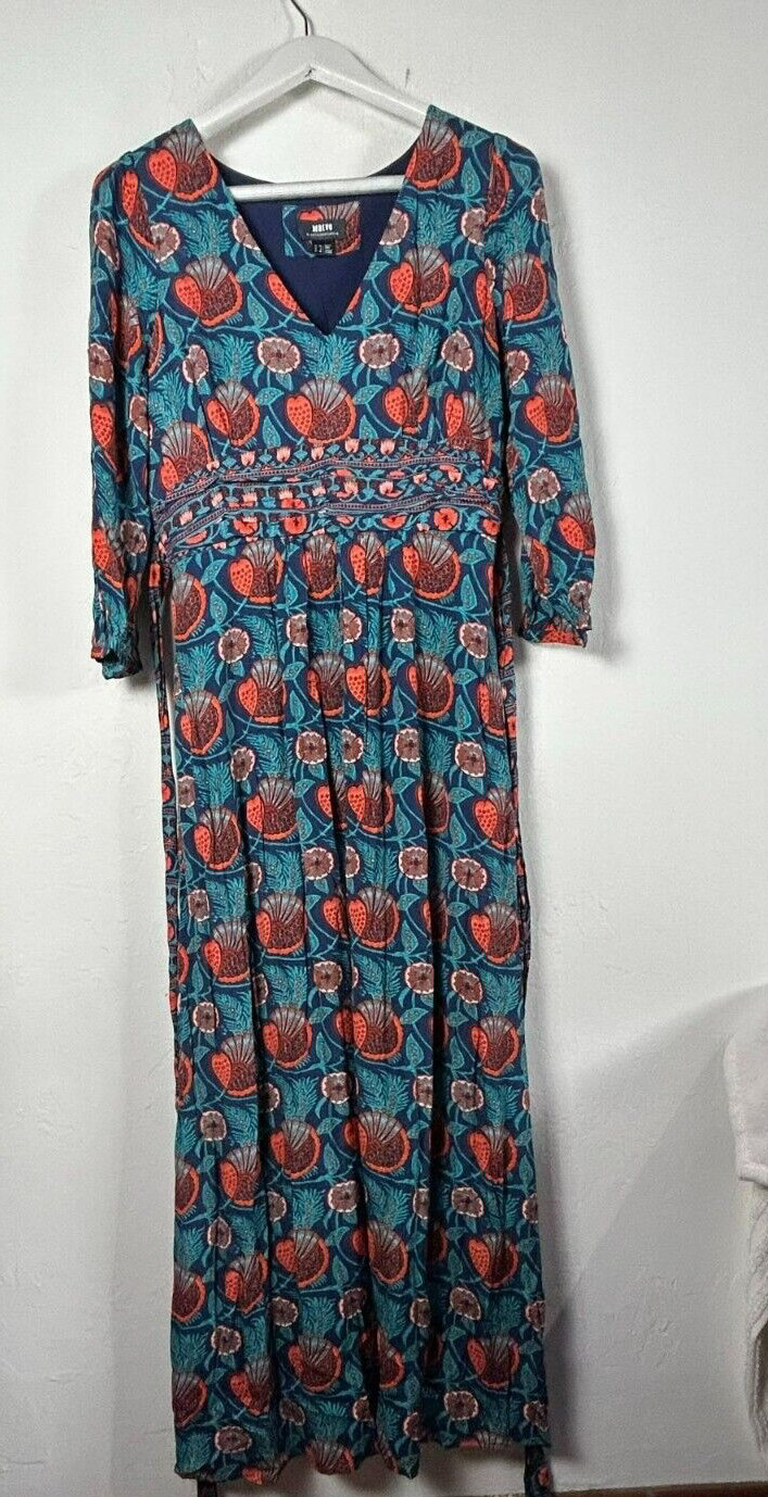 Maeve Women\'s Philomena Floral 3/4 Sleeve V-Neck Casual Maxi Dress Blue/Green 8
