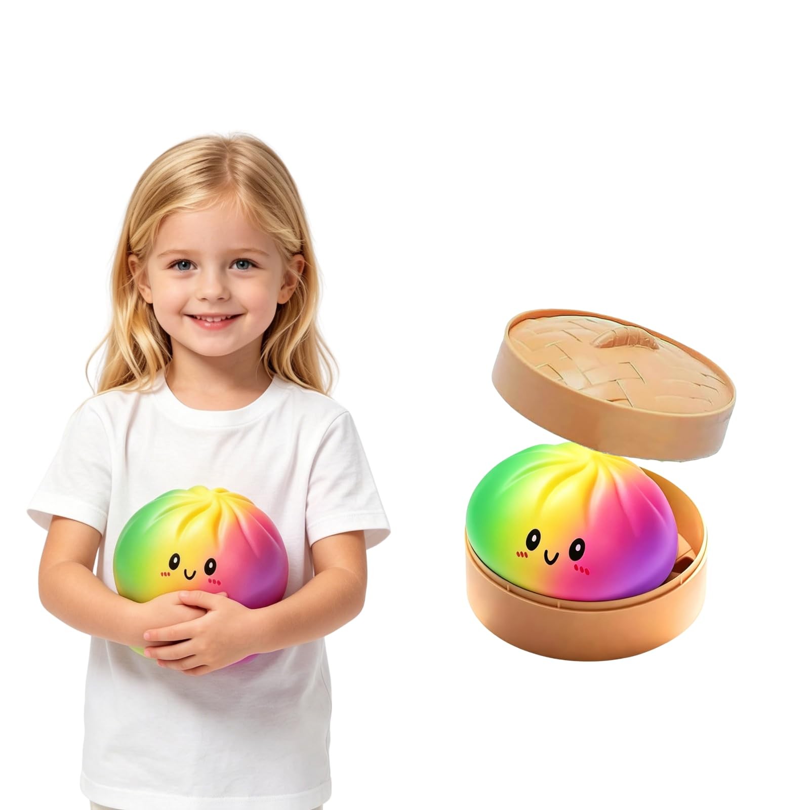 Giant Dumpling Squishy 10in - Slow Rising Stress Ball Desk Toy, Colorful Giant Dumpling Squishy 10in - Slow Rising Stress Ball Desk Toy, Colorful