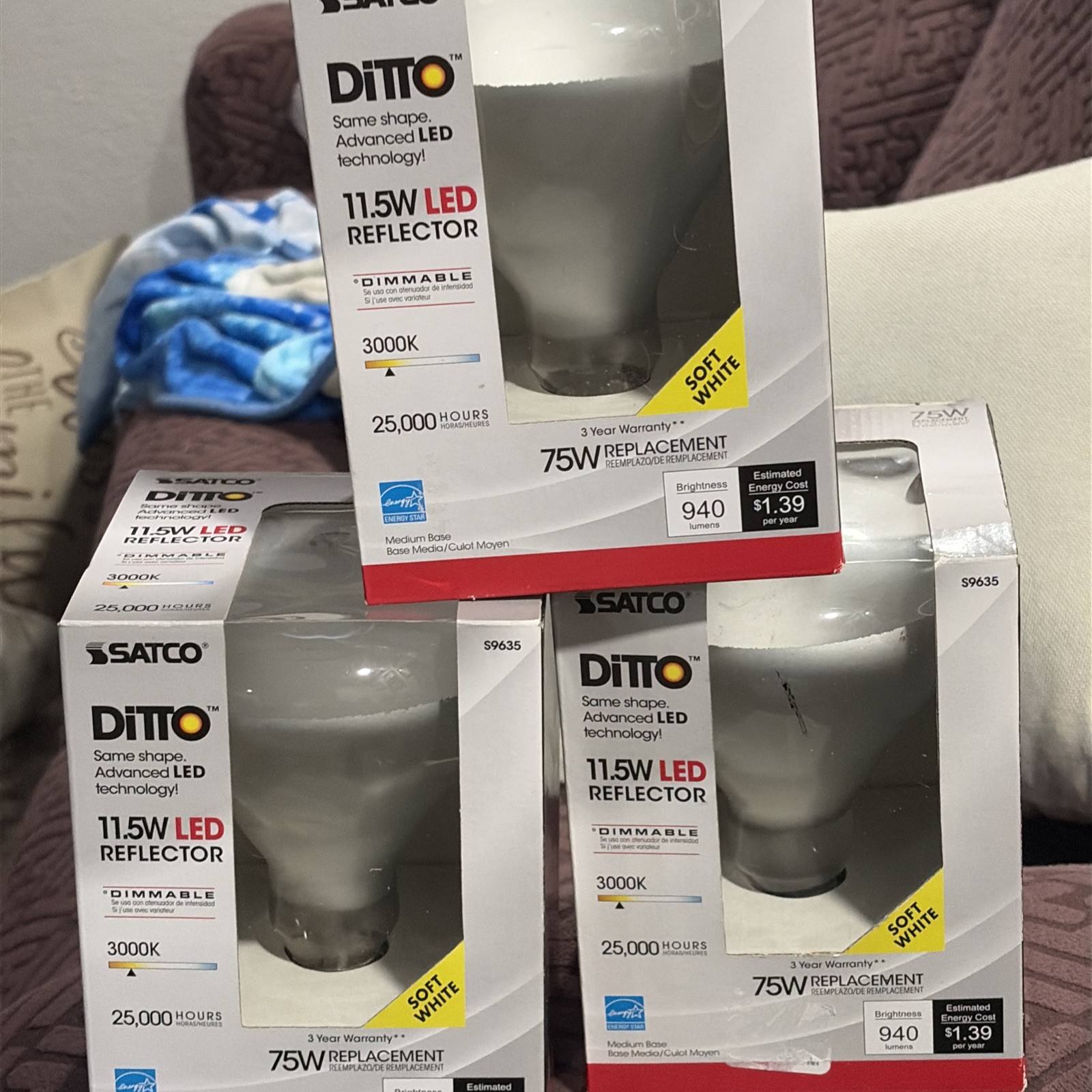 Satco S9635 - 11.5 Watt LED BR40 Reflector Light Bulbs - 3000K - 120V 3 Pack Satco S9635 - 11.5 Watt LED BR40 Reflector Light Bulbs - 3000K - 120V 3 Pack