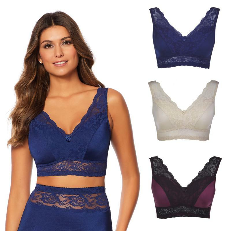 Rhonda Shear 3-pack Pin Up Bra Set in Darks 622-357, Size XL