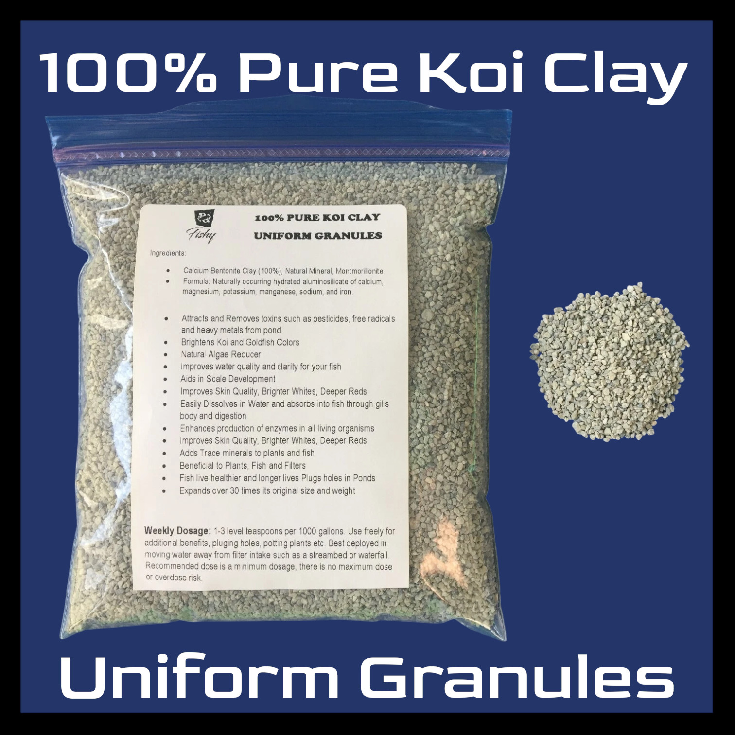 100% Pure KOI CLAY CALCIUM BENTONITE for KOI and GOLDFISH Ponds BULK PRICE SAVE