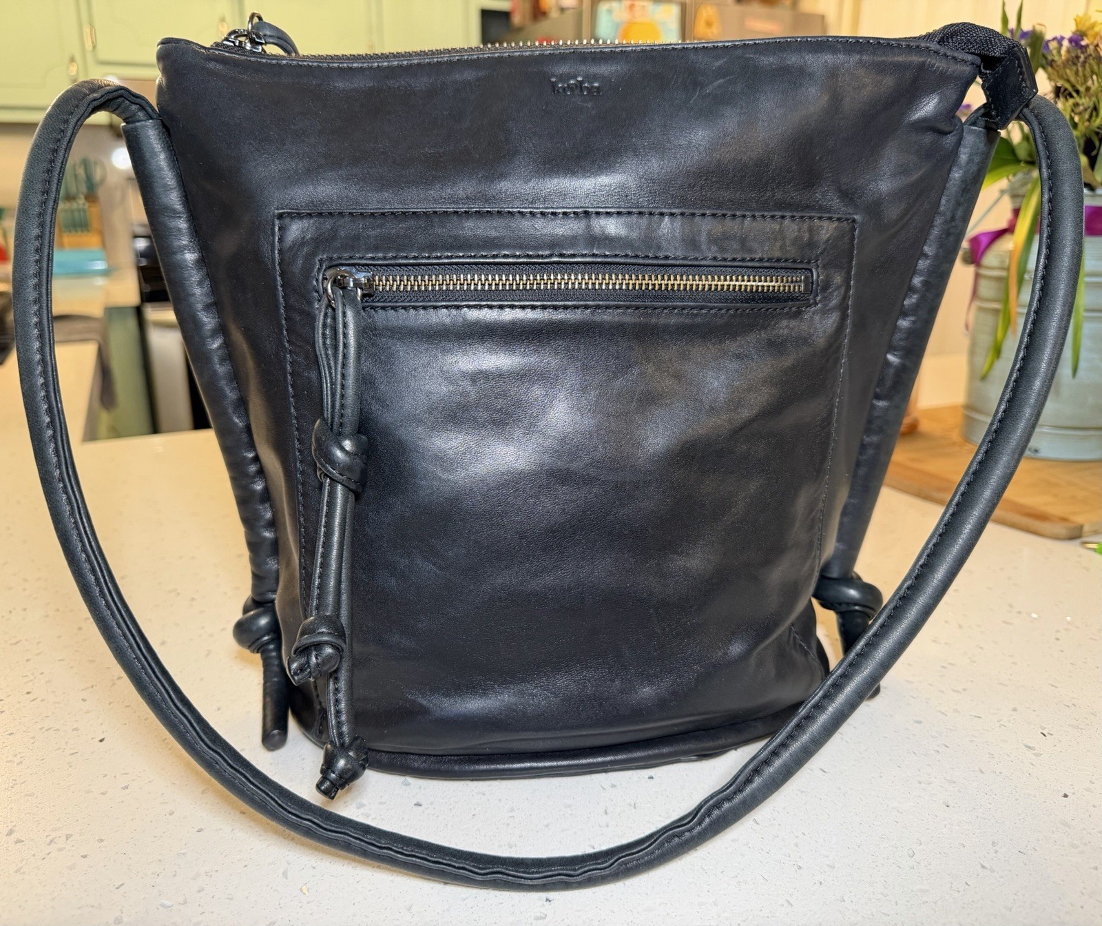 Kooba Vintage Y2K Hobo Bucket Black Soft Leather Shoulder Bag Purse EUC CLEAN