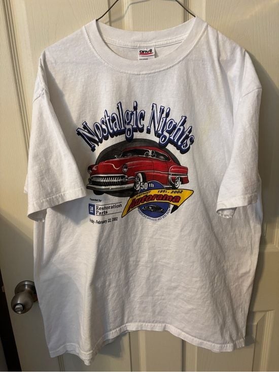 Vintage 2002 Detroit Autorama\'Nostalgic Nights\' Graphic XL GM Parts Hot Rod Tee Vintage 2002 Detroit Autorama\'Nostalgic Nights\' Graphic XL GM Parts Hot Rod Tee