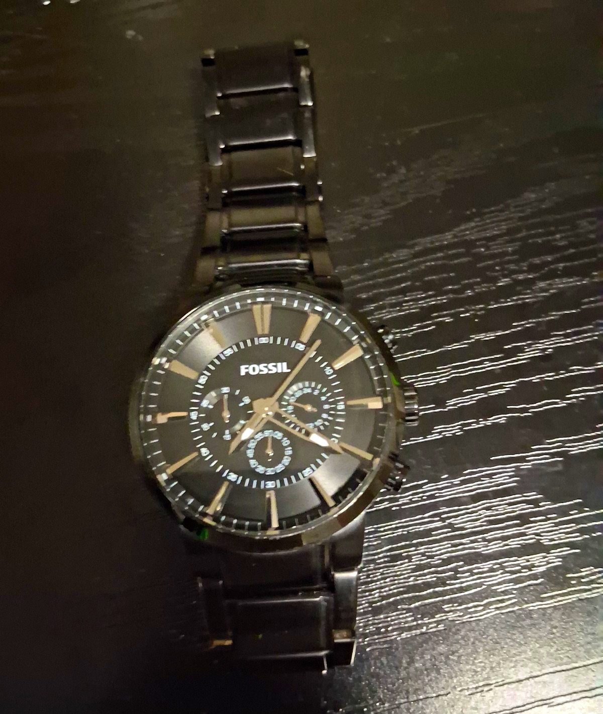 Fossil Men\'s Analog Quartz Chronograph Watch Black Stainless Steel Bracelet