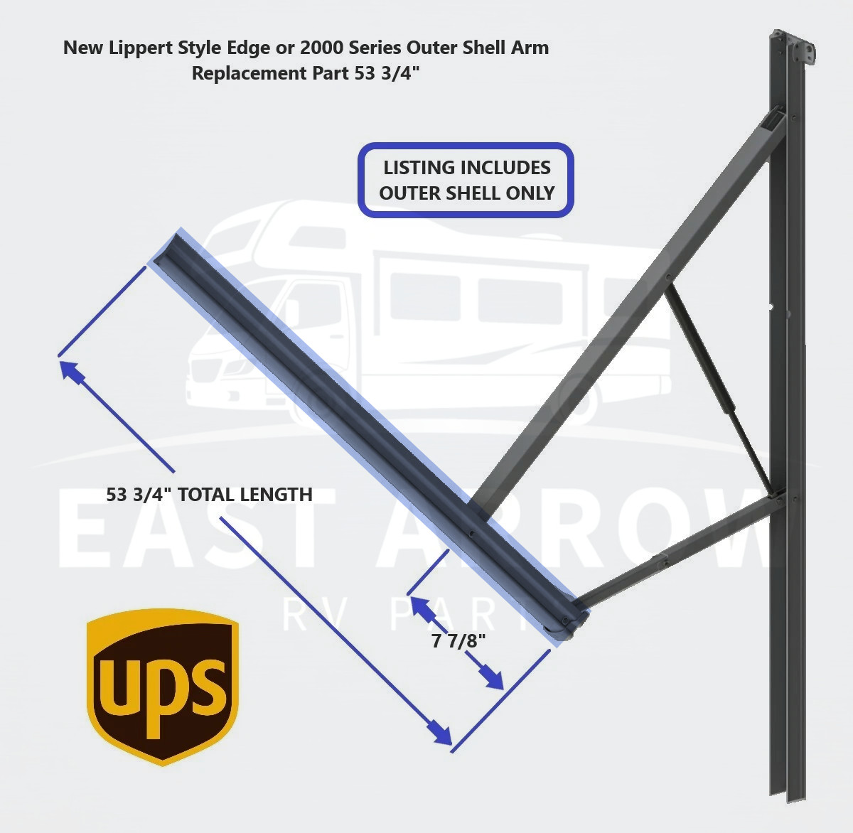 New Lippert Style Edge or 2000 Series Outer Shell Arm Replacement Part 53 3/4\