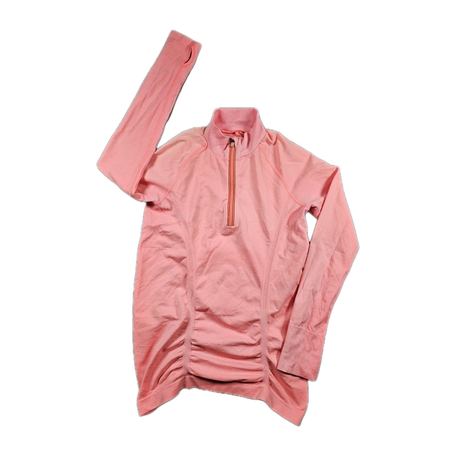 Athleta Womens Medium Coral 1/4 Zip Seamless Athletic Pullover Top