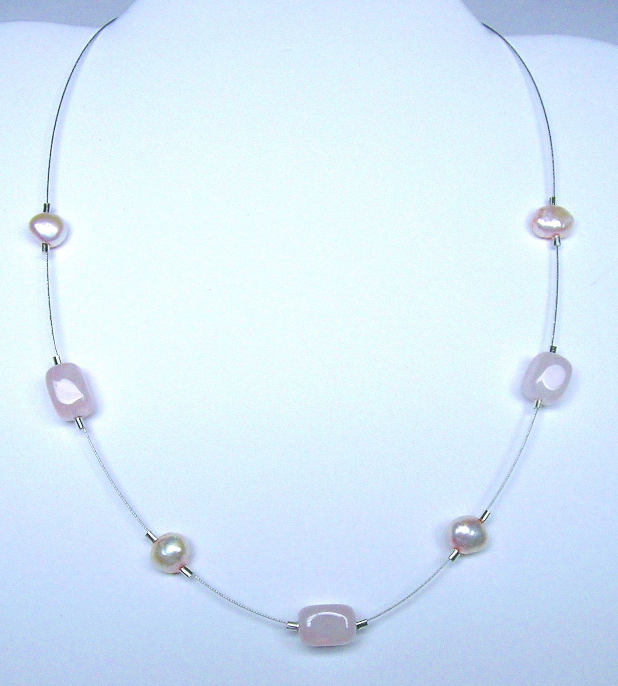 SILPADA STERLING SILVER PINK PEARL & ROSE QUARTZ NECKLACE N1724 
