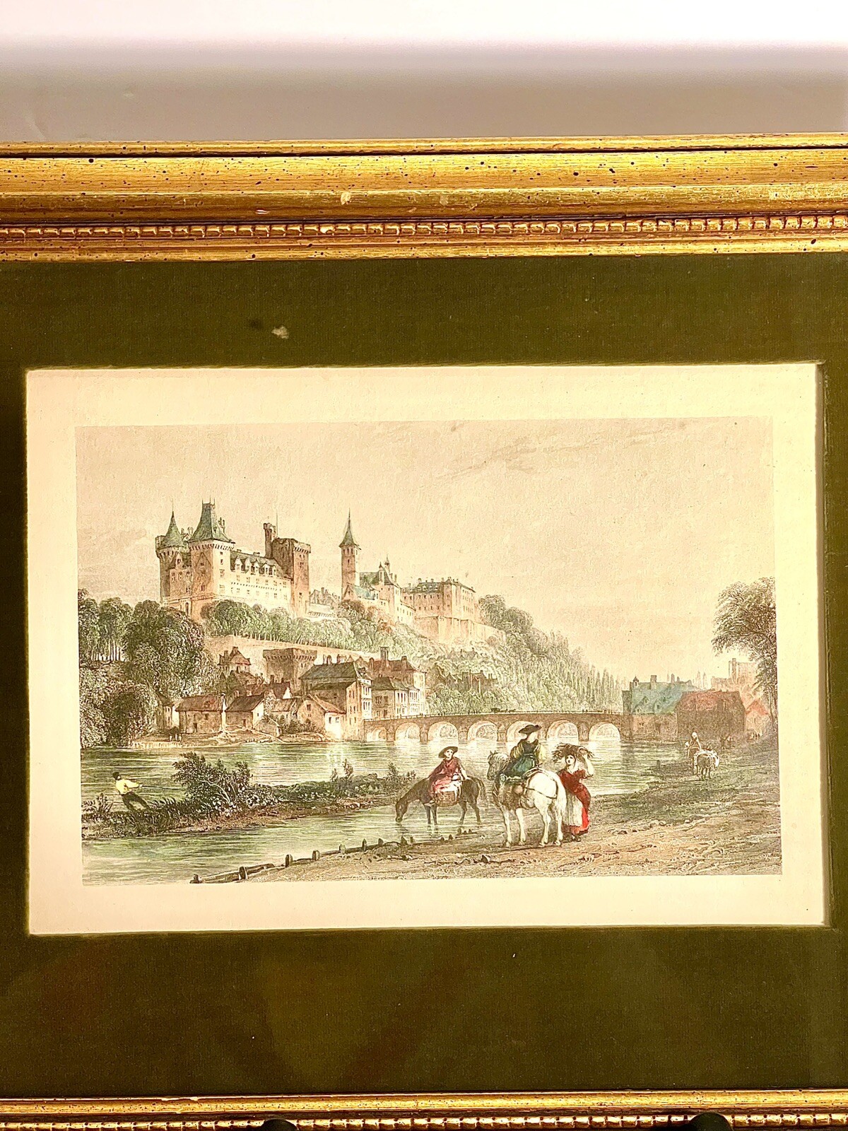VINTAGE PAU CASTLE AND BRIDGE FRANCE ART PRINT -FRAMED by CATALDA FINE ARTS #1