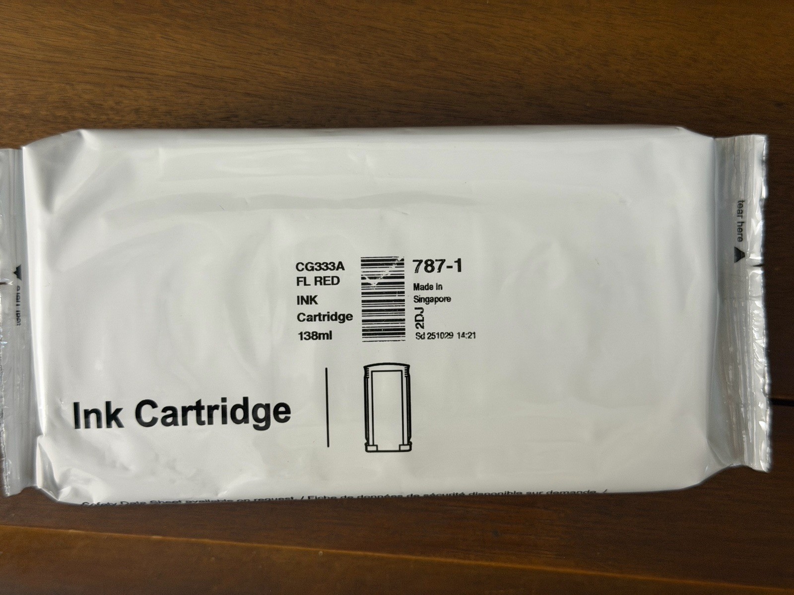 Genuine Pitney Bowes 787-1 Fluorescent Red Ink Cartridge 138ml CG333A 2025 Dated