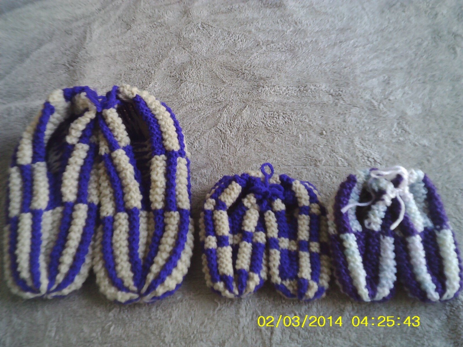 3--Karen\'s Handmade Knitted Slippers Adult 7-8 --Childrens 1 year old