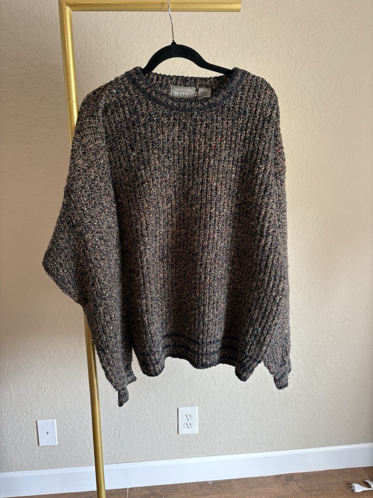 Christopher Hayes Men\'s Vintage Wool Blend Grandpa Pullover Sweater Size XL 80s