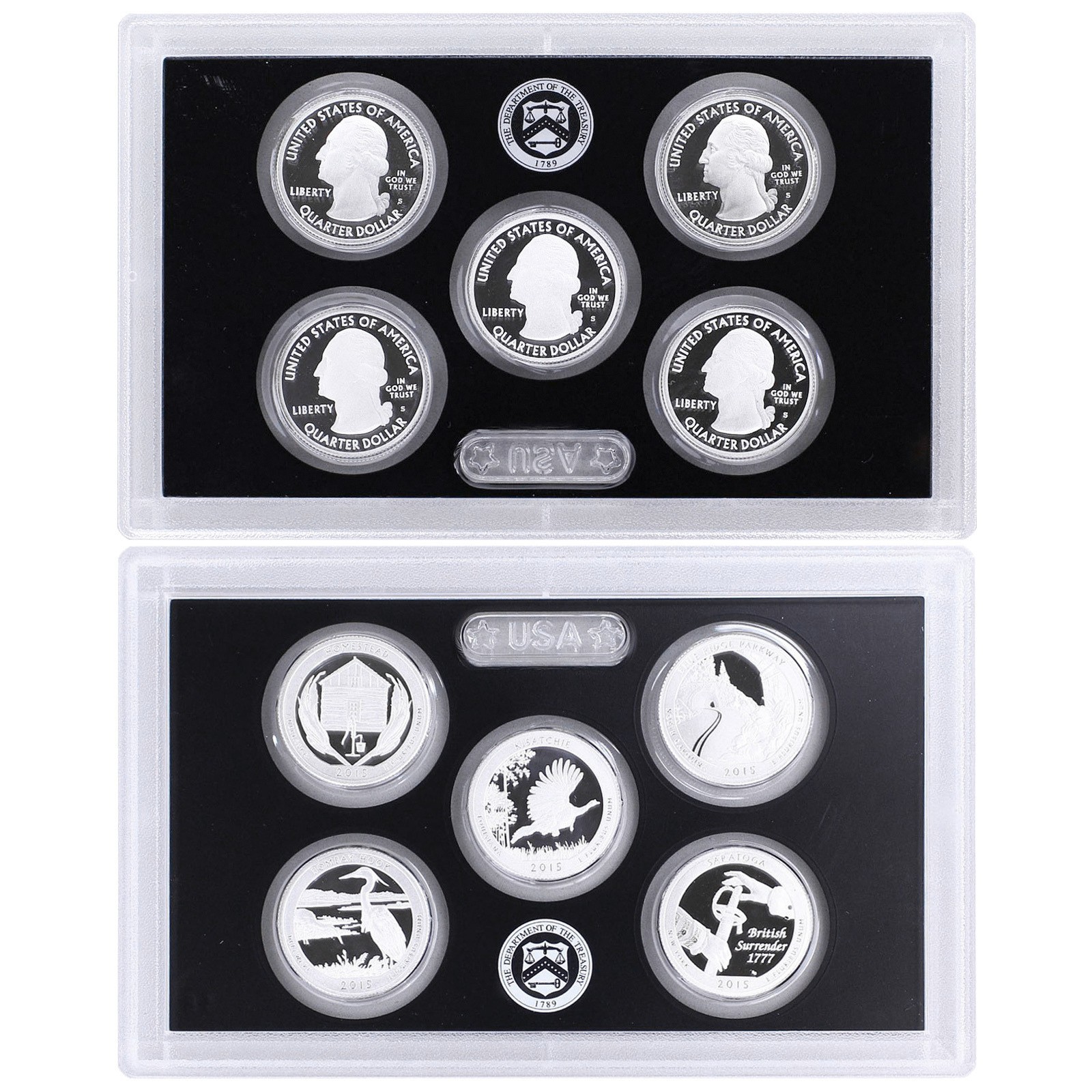 2015 S Parks Quarter ATB 90% Silver Proof Set No Box or COA 5 Coins US Mint