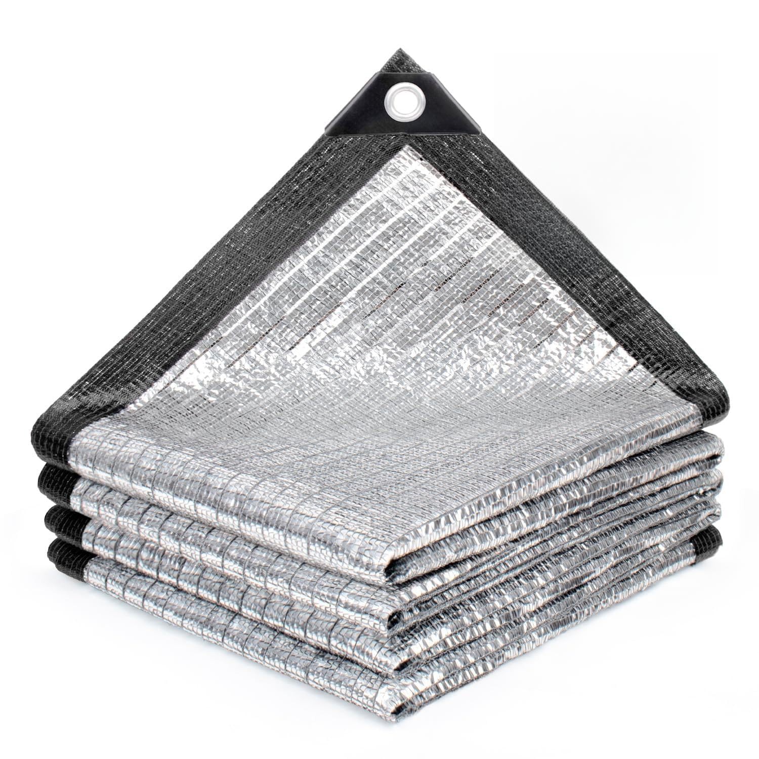 85% Aluminum Heat Reflective Shade Cloth 10x10FT Silver Sun Shade Tarp Fabric