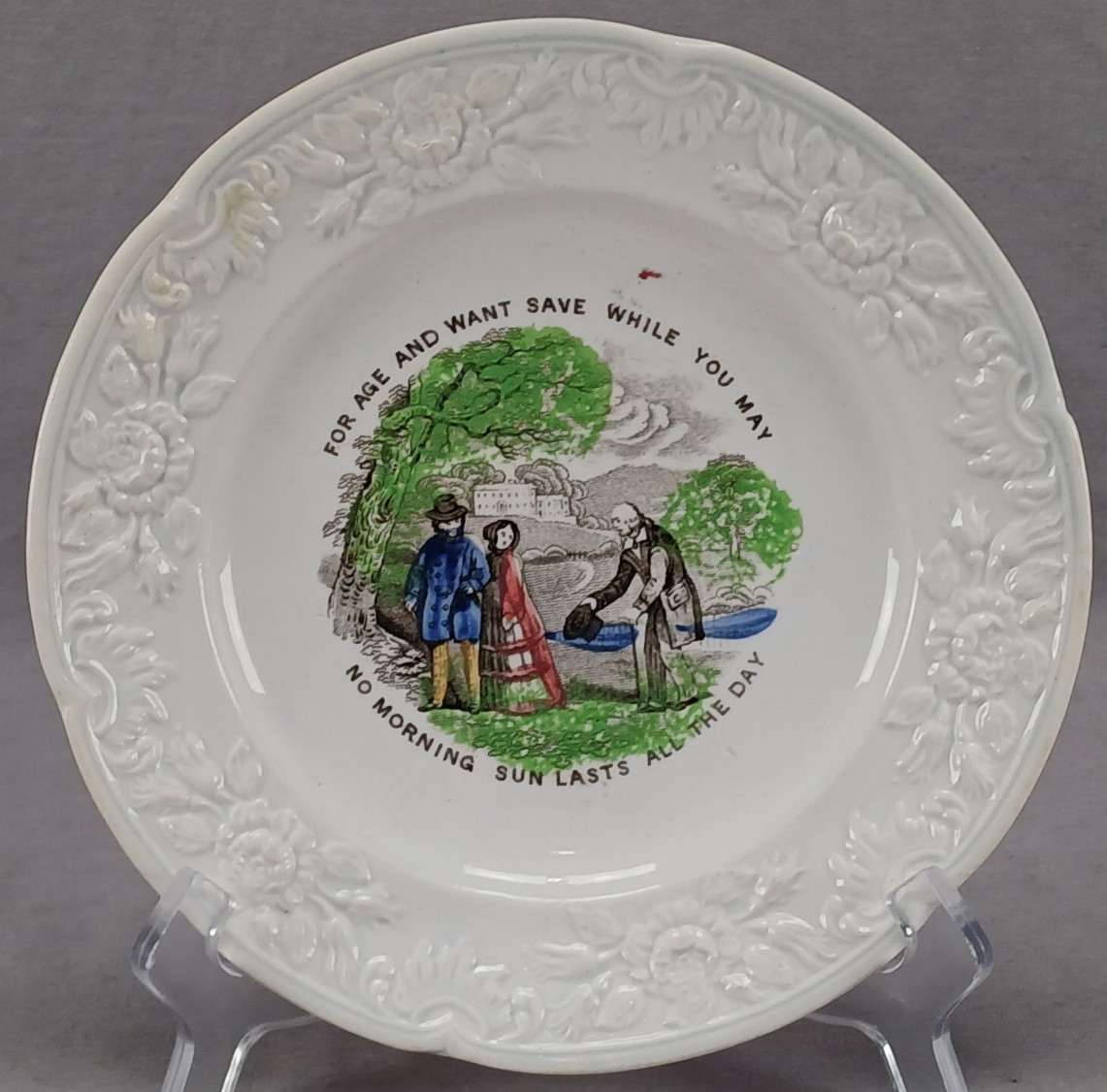 British For Age And Want Save While You May Transferware Plate Circa 1820-1830s