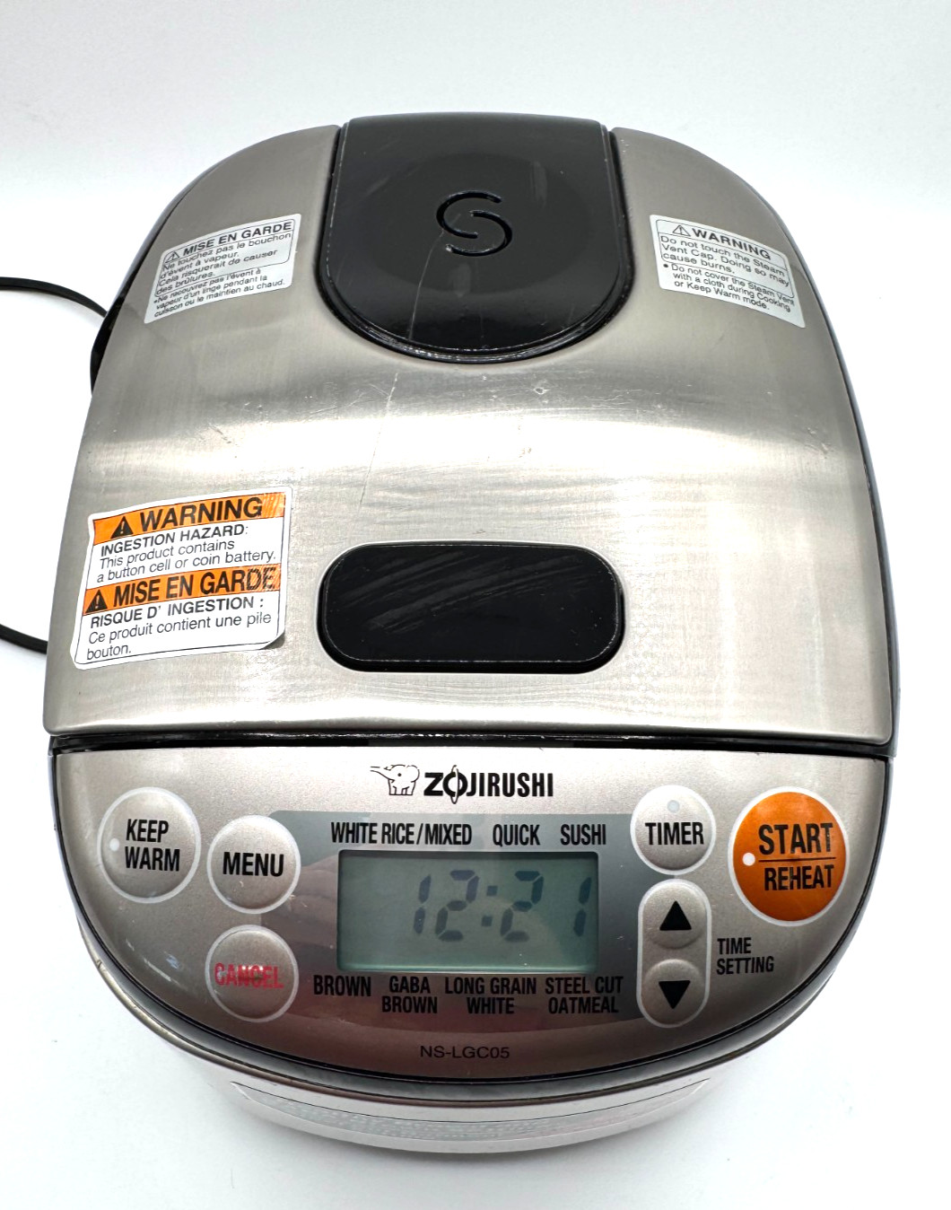 Zojirushi NS-LHC05 Micom Rice Cooker & Warmer Stainless 3 cup- For parts Zojirushi NS-LHC05 Micom Rice Cooker & Warmer Stainless 3 cup- For parts