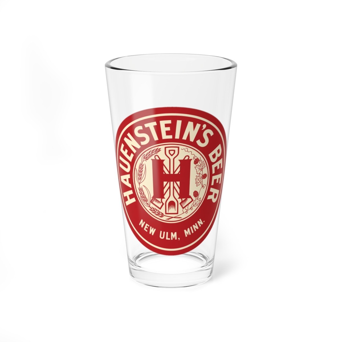 Hauenstein\'s Beer New Ulm Minnesota Crest Logo Retro Breweriana Pint Glass