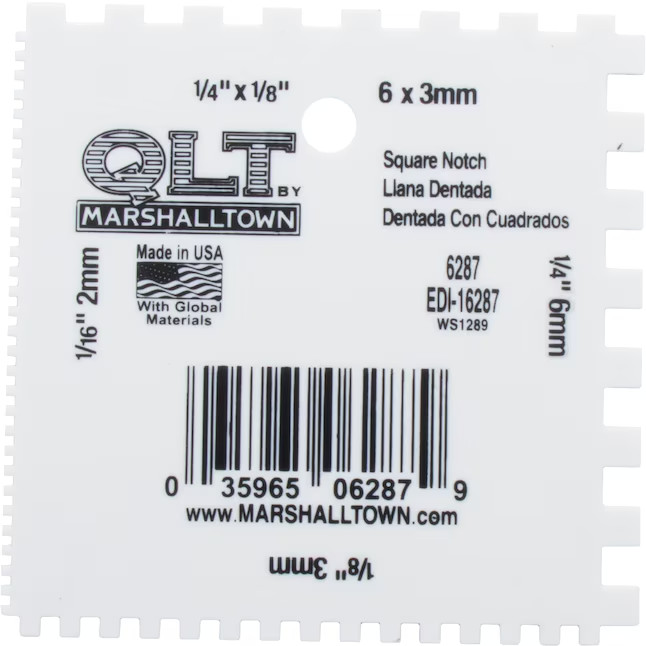 Marshalltown 1/4-in x 1/4-in x 1/4-in Plastic Square Notch Ceramic Floor Trowel Marshalltown 1/4-in x 1/4-in x 1/4-in Plastic Square Notch Ceramic Floor Trowel