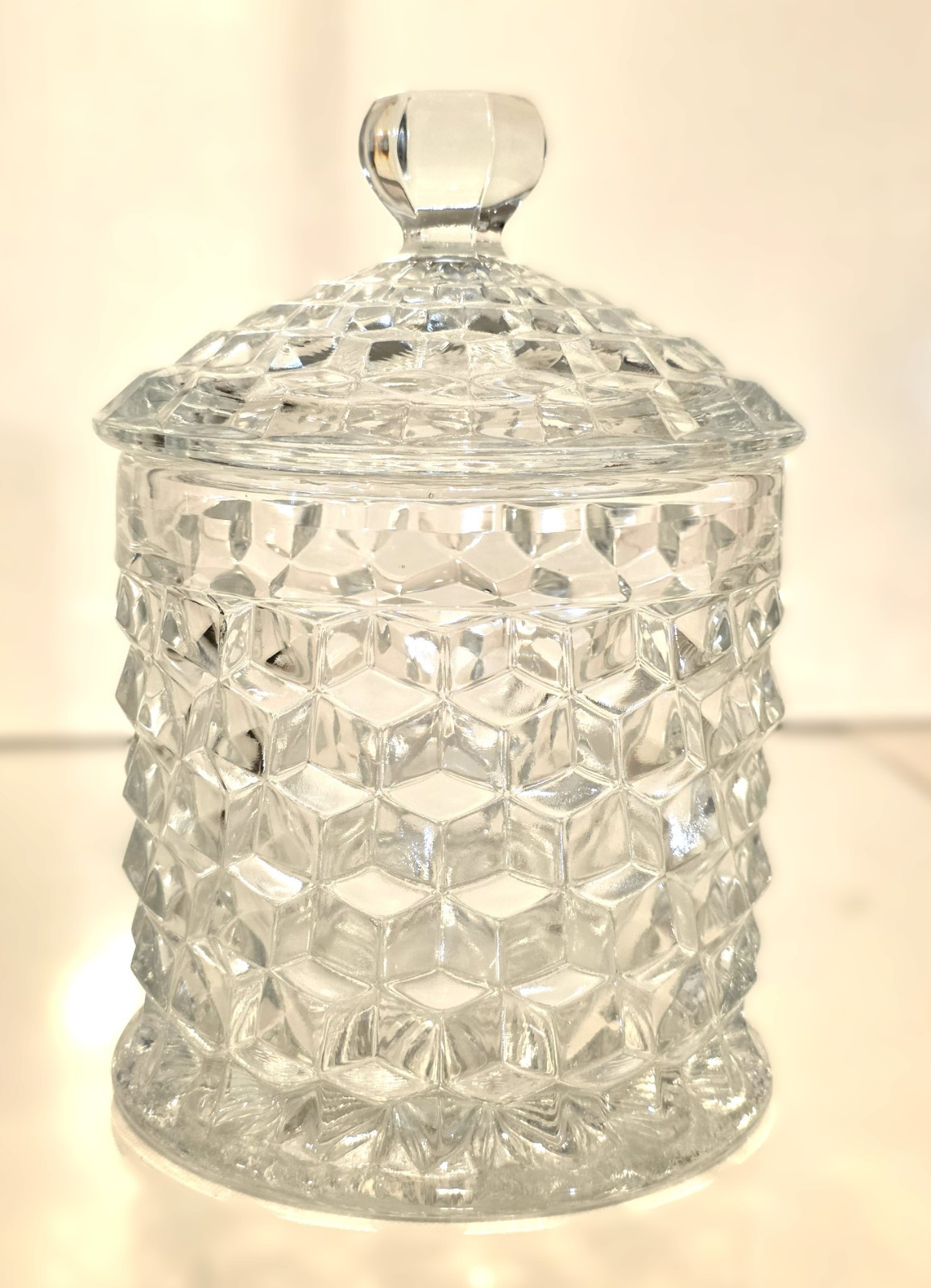 Vintage Fostoria American Clear Glass Biscuit Cookie Jar & Lid #2056 - New Vintage Fostoria American Clear Glass Biscuit Cookie Jar & Lid #2056 - New