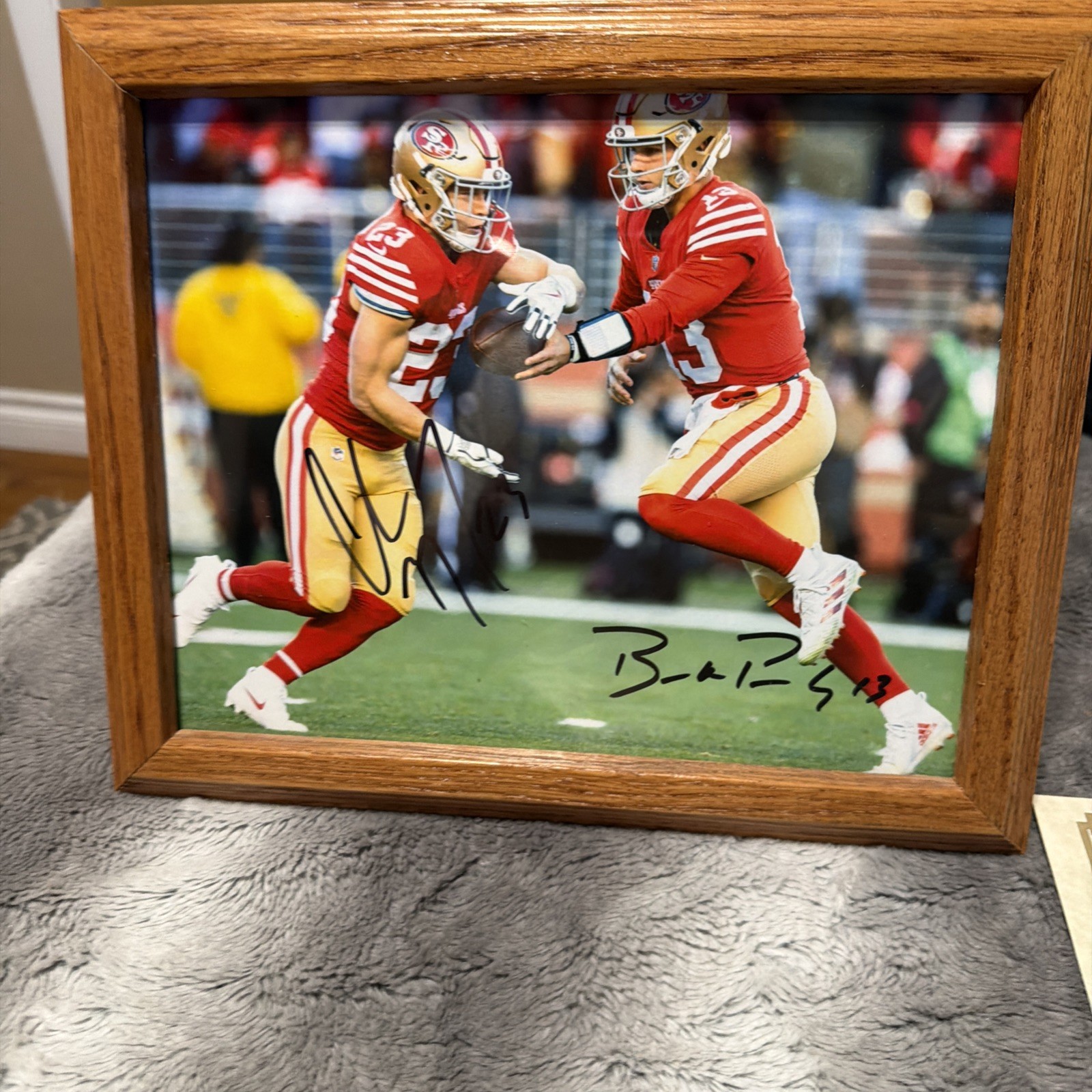 Brock Purdy Christian Mccaffrey Dual Signed And Numbers As Well Certificate 