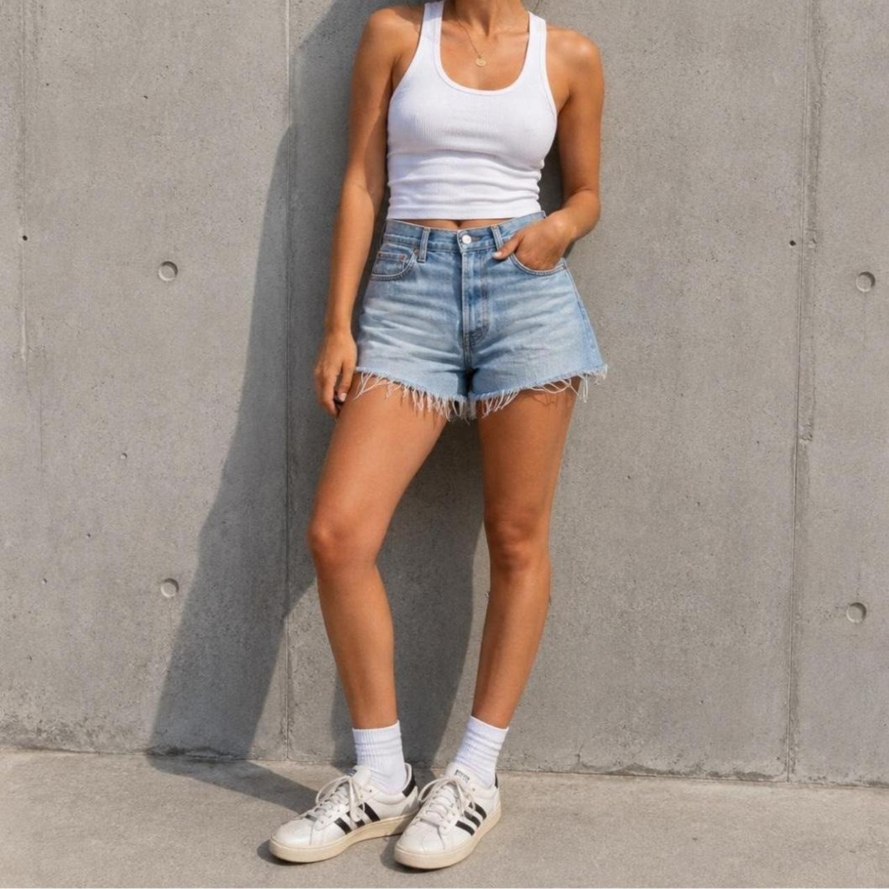 Abercrombie & Fitch Vintage Cutoff Denim Shorts Light Wash Blue 8R