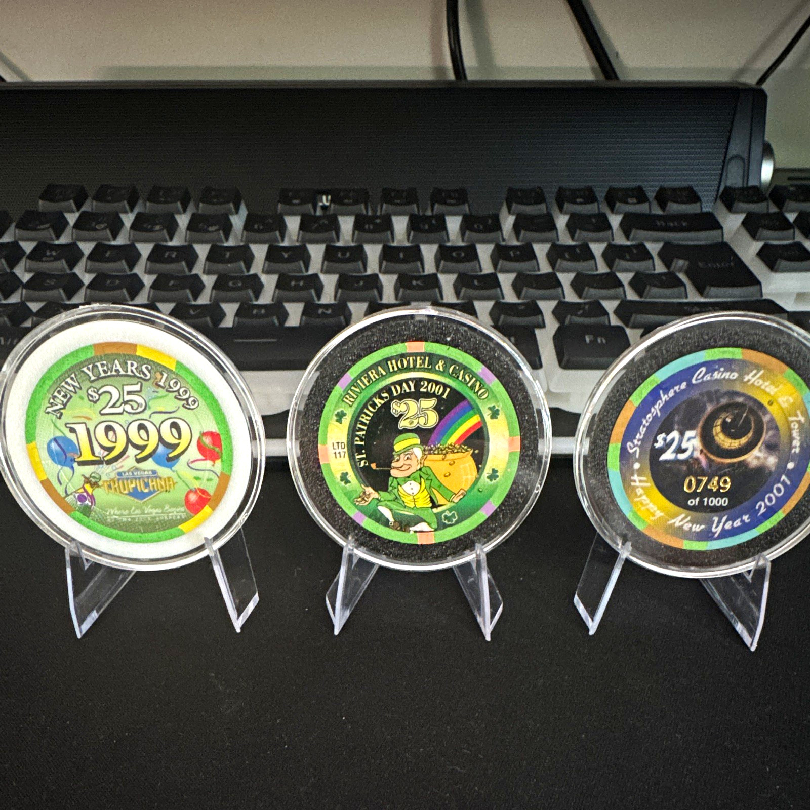Tropicana + Riviera + Stratosphere Las Vegas $25 Casino Chip Lot of 3 NM