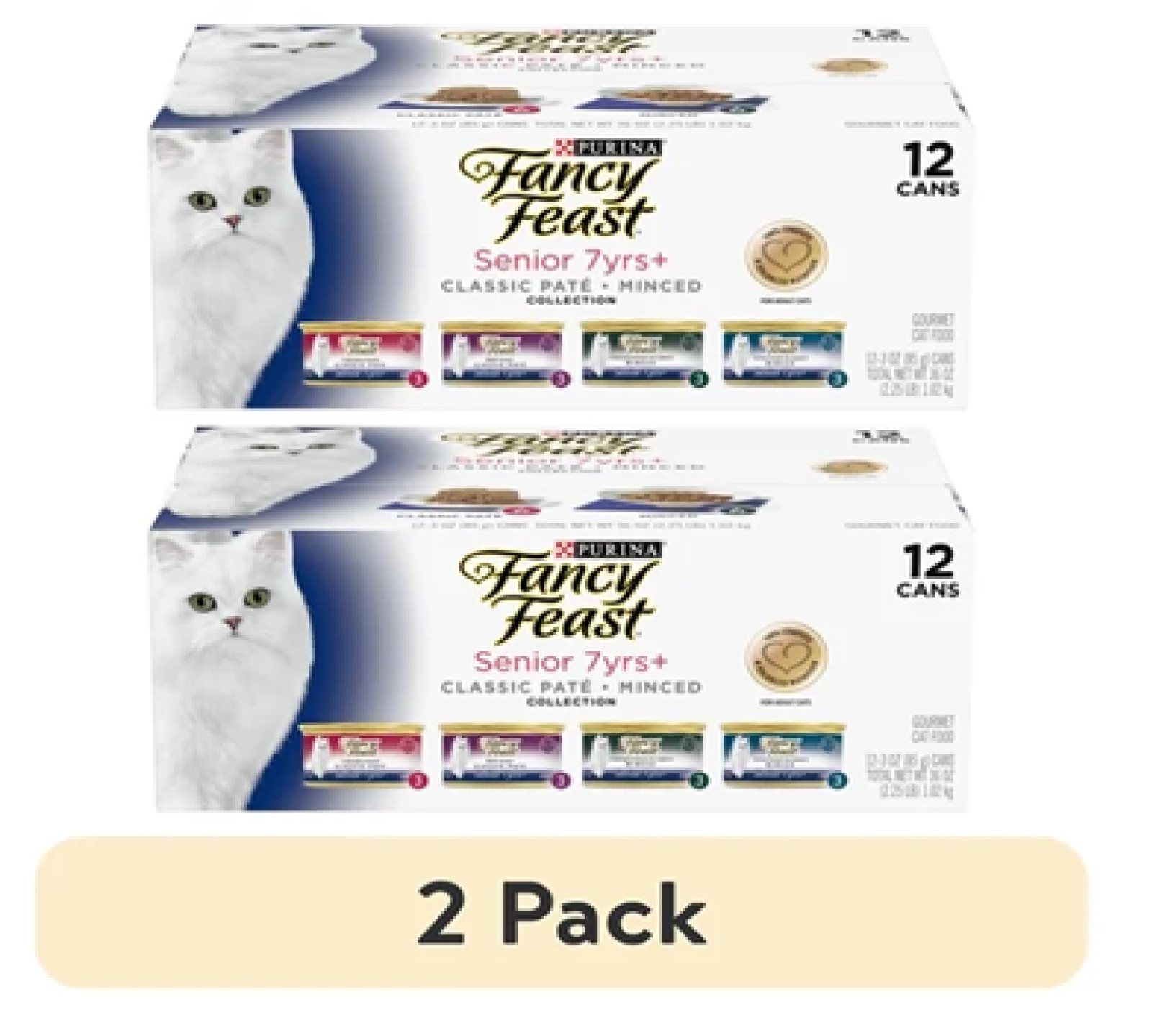 Purina Fancy Feast Senior Classic Pate Wet Cat Food Minced Collection-24 Cans