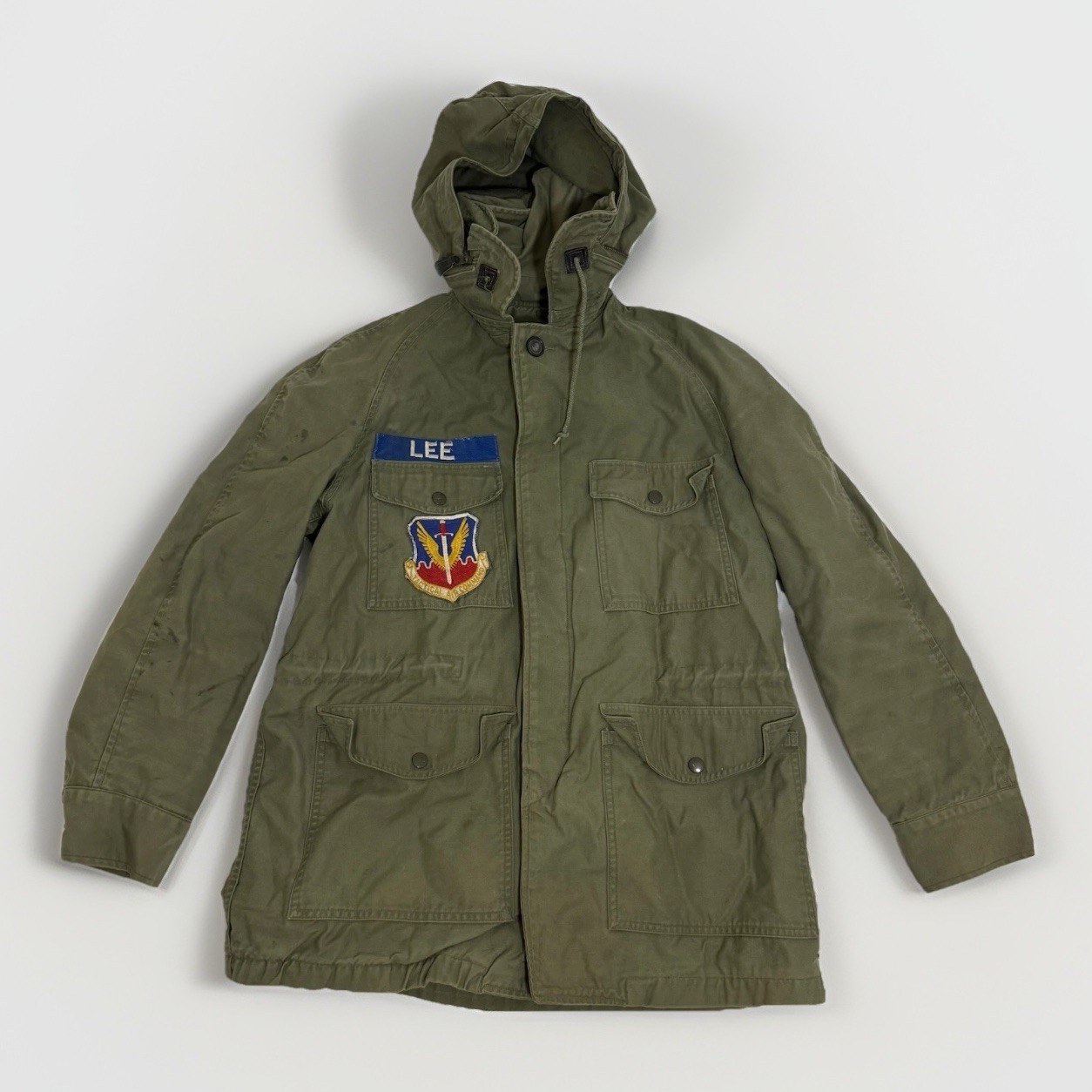 VTG 1966 US Air Force Field Jacket SMALL REG OG107 Wind Resistant Coat Patches