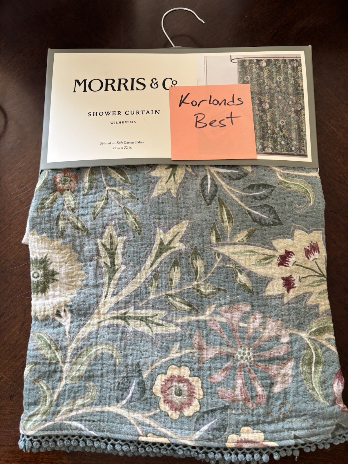 William Morris & Co Shower Curtain 72x72” Green Wilhemina Floral Boho