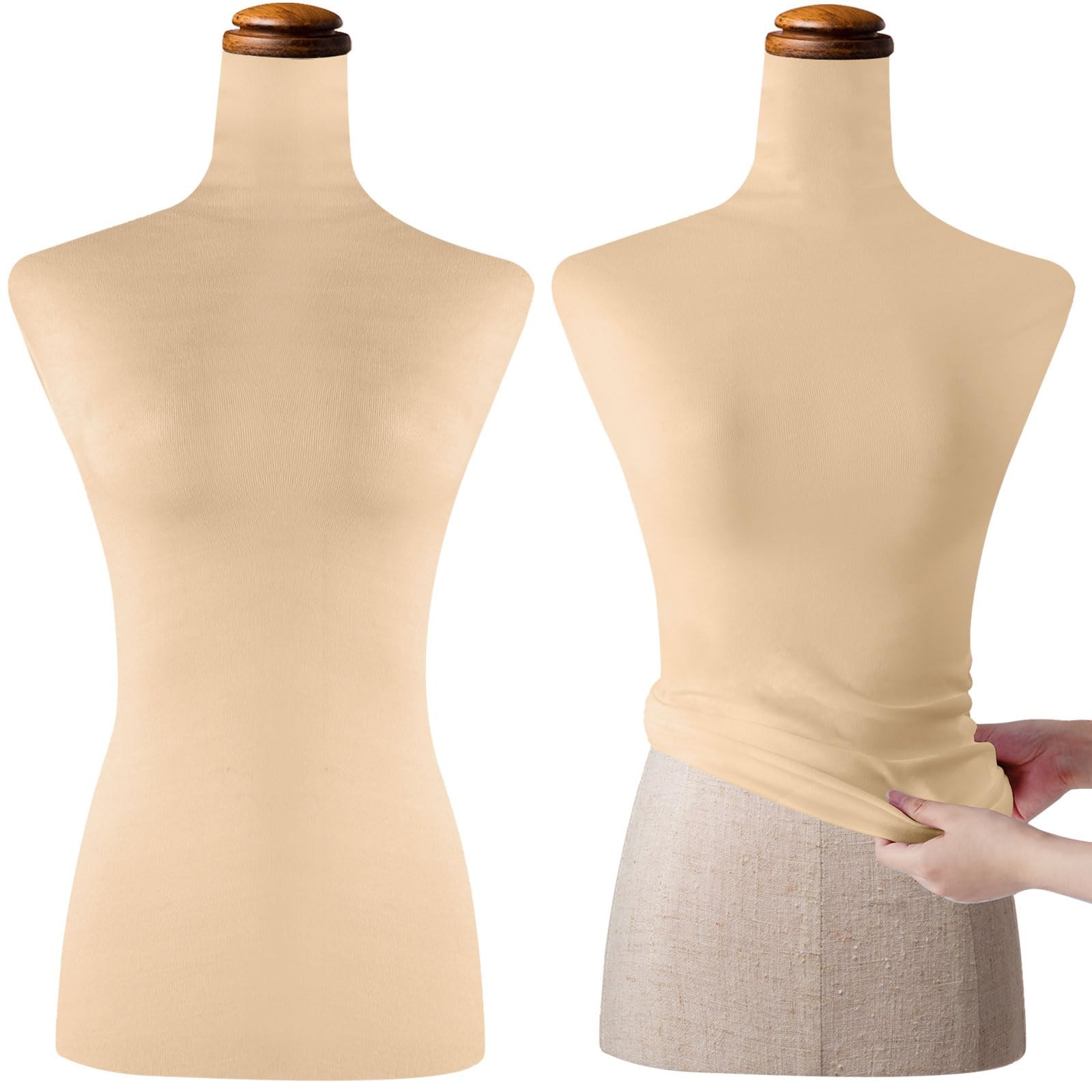 2 Pieces Soft Stretchy Fabric Cover for Upper Body Mannequin Display (Nude)