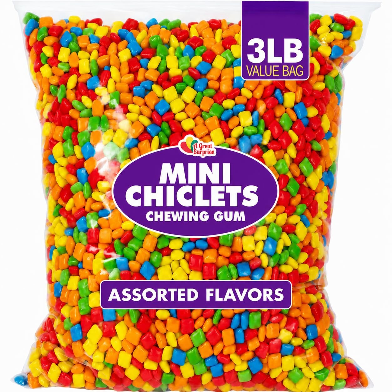 Mini Chiclets Gum, 3 lb Fruity Tabs for Candy Machine Refills Mini Chiclets Gum, 3 lb Fruity Tabs for Candy Machine Refills