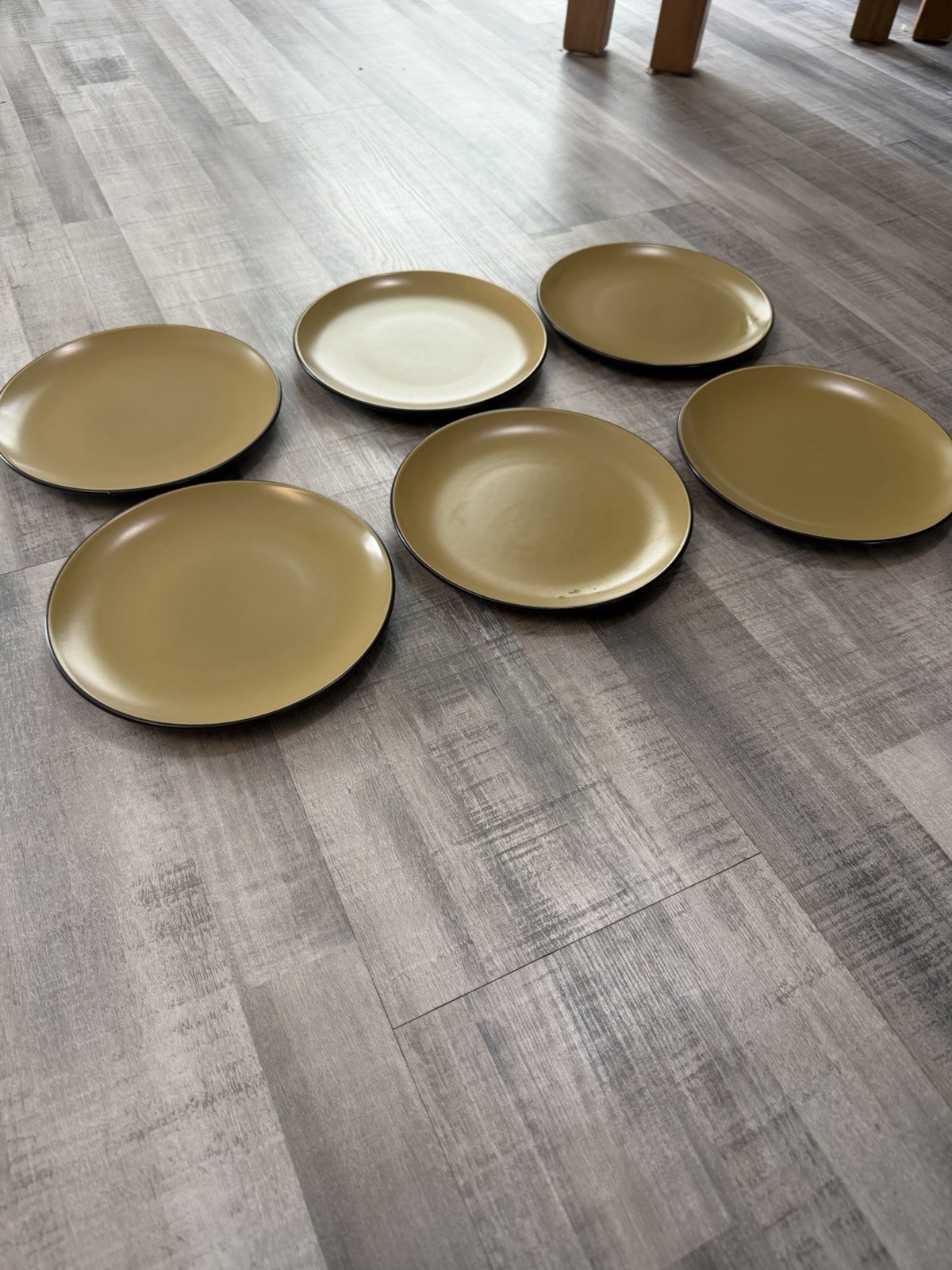Vintage Mikasa Terra Stone Bronze Green 7001 8.25” Salad Plates Japan Set of 6