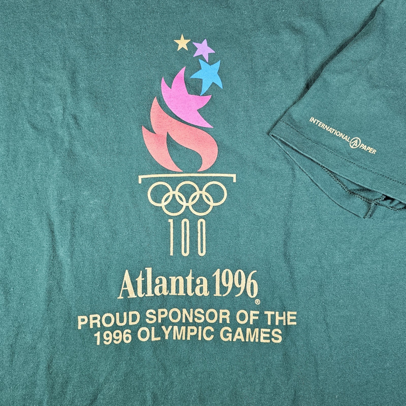 Vintage Hanes Atlanta 1996 Olympics T Shirt XXL 2XL Green Single Stitch USA Vintage Hanes Atlanta 1996 Olympics T Shirt XXL 2XL Green Single Stitch USA