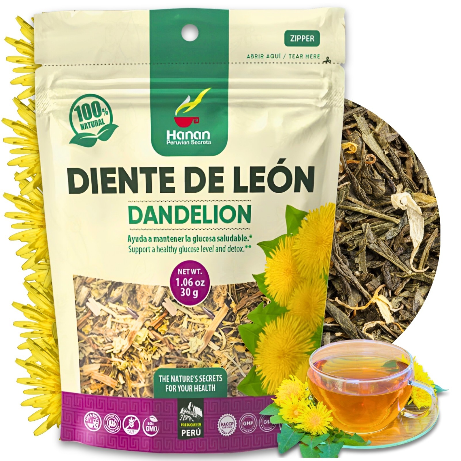 Dandelion Loose Leaf and Root Tea - Te de Diente de Leon Herbal Tea from Peru Dandelion Loose Leaf and Root Tea - Te de Diente de Leon Herbal Tea from Peru