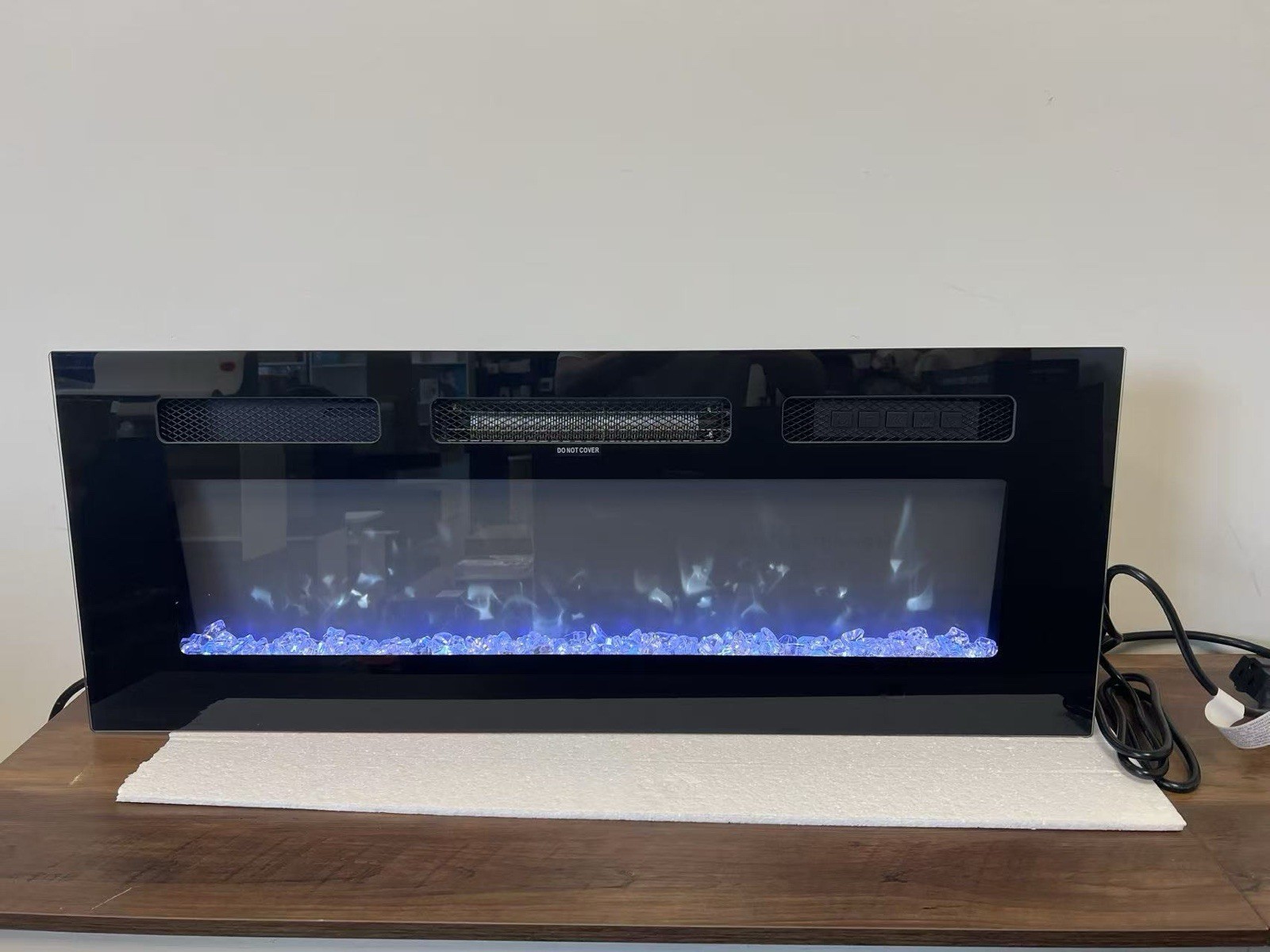 36” Black Electric Fireplace Insert/Unit Glass Front Crystal Media 36” Black Electric Fireplace Insert/Unit Glass Front Crystal Media