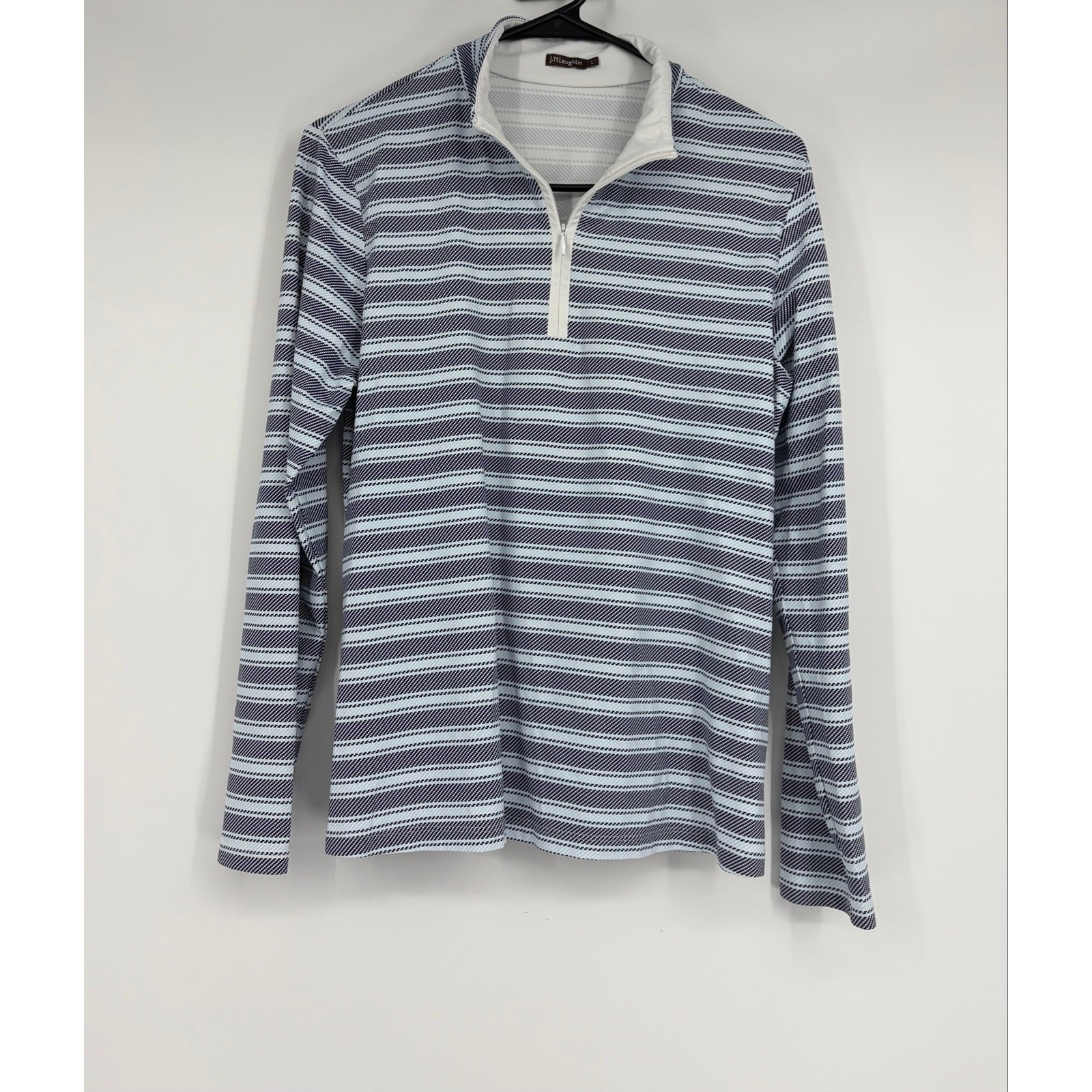 J. McLaughlin Bedford 1/4 Zip Striped Pullover Catalina Cloth