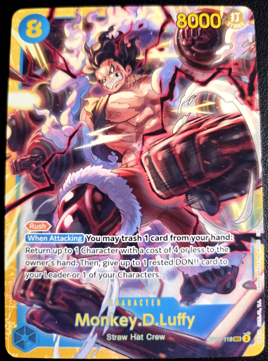 Monkey.D.Luffy OP11-118 ONE PIECE Tcg Secret Rare NO FOIL NM Blue