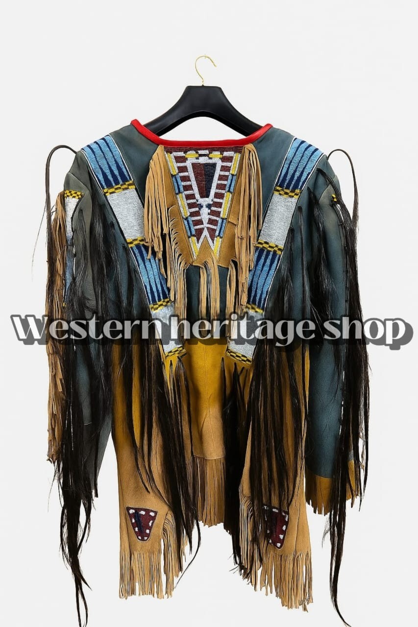 Native American Suede Leather War Shirt & Pants | Beaded Powwow Set