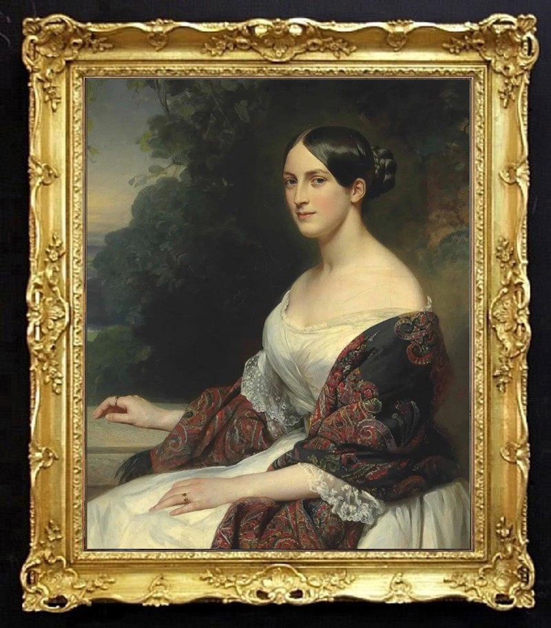 Hand Painted Oil Painting Classical Noble Lady Portrait Vintage Female Figure
