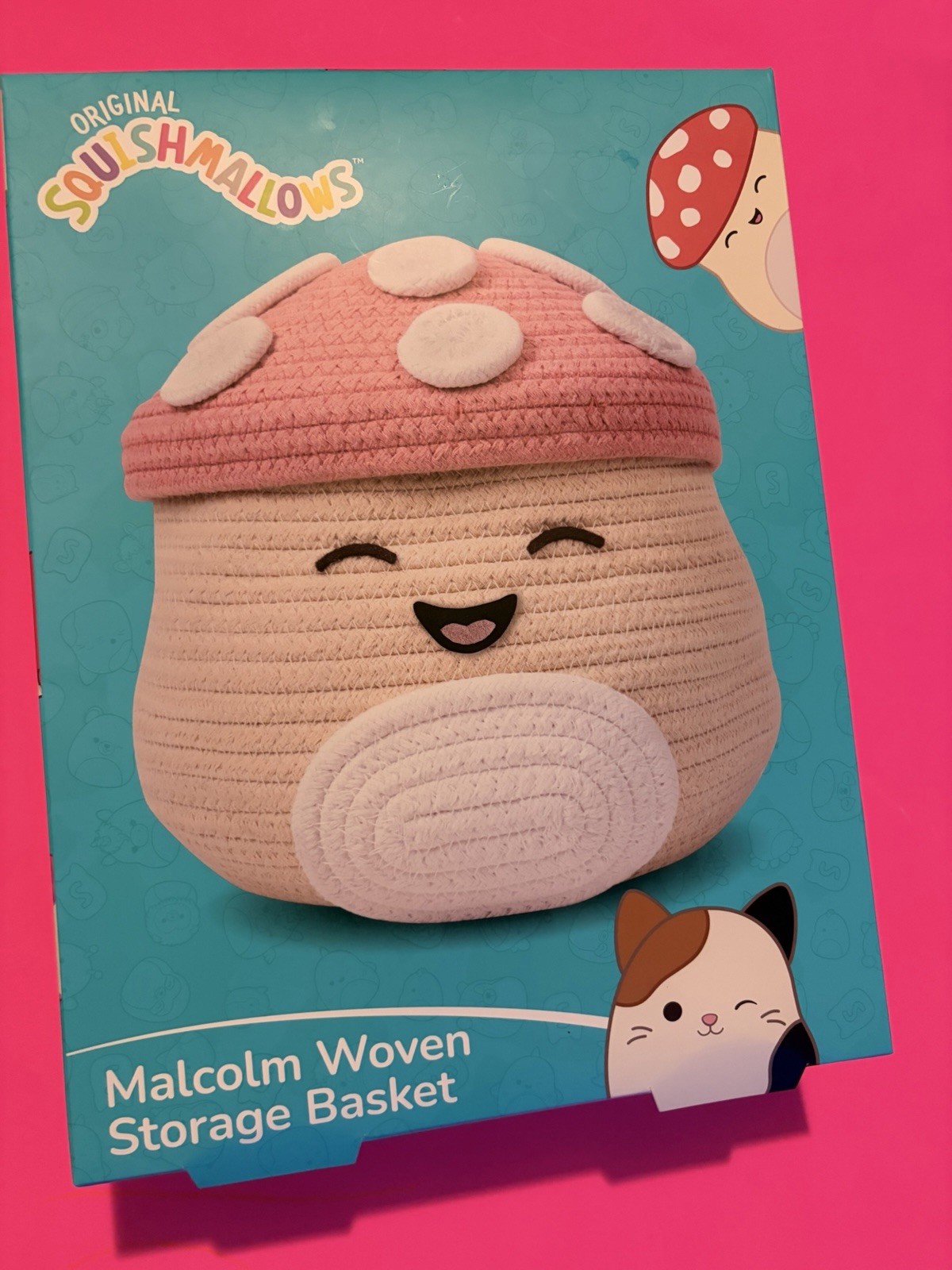 Fizz Creations Squishmallows Malcolm the Mushroom Woven Storage Basket With Lid