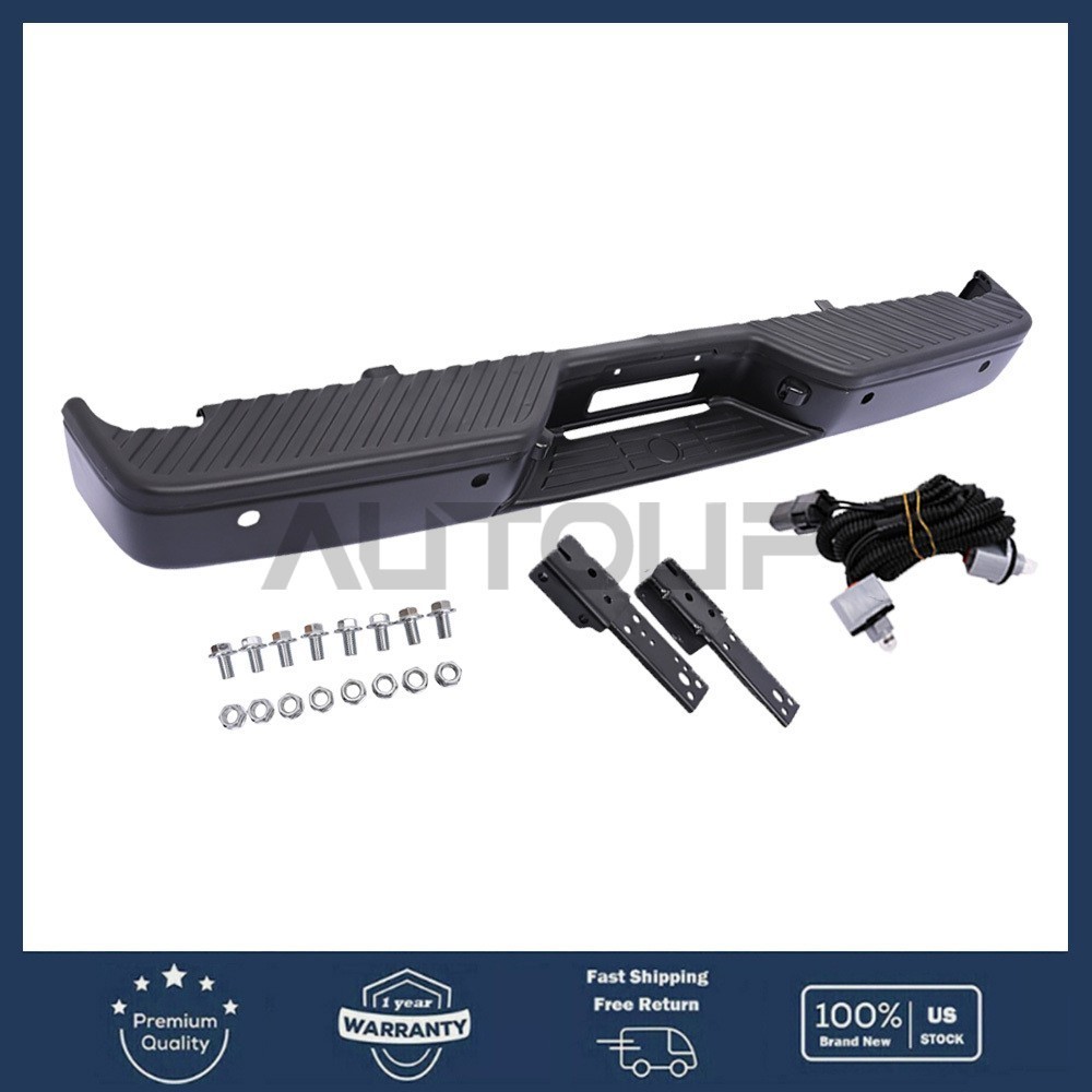 Black Rear Step Bumper Assembly W/ Park Sensor Holes For Nissan Titan 2004-2015