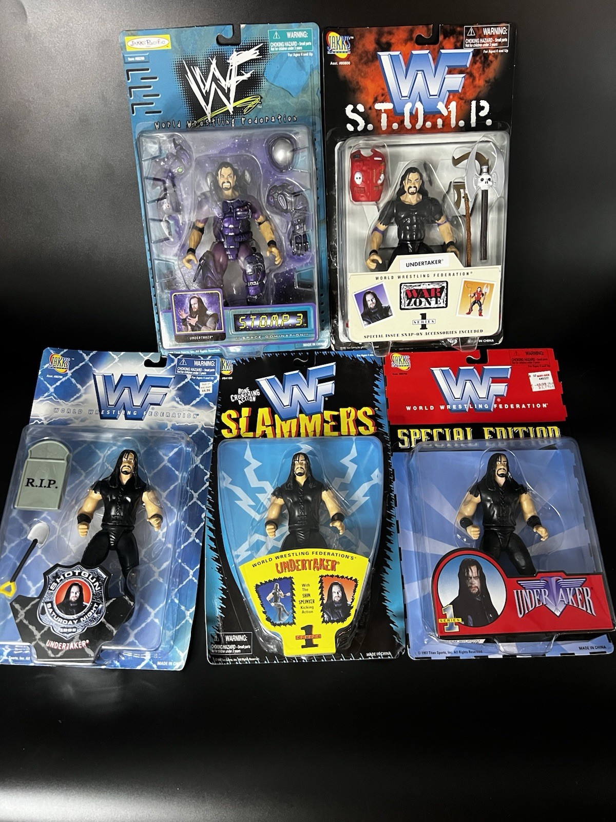 Vintage WWF WWE 5 Undertaker Action Figure Lot Jakks Hasbro Titan Sports MOC New