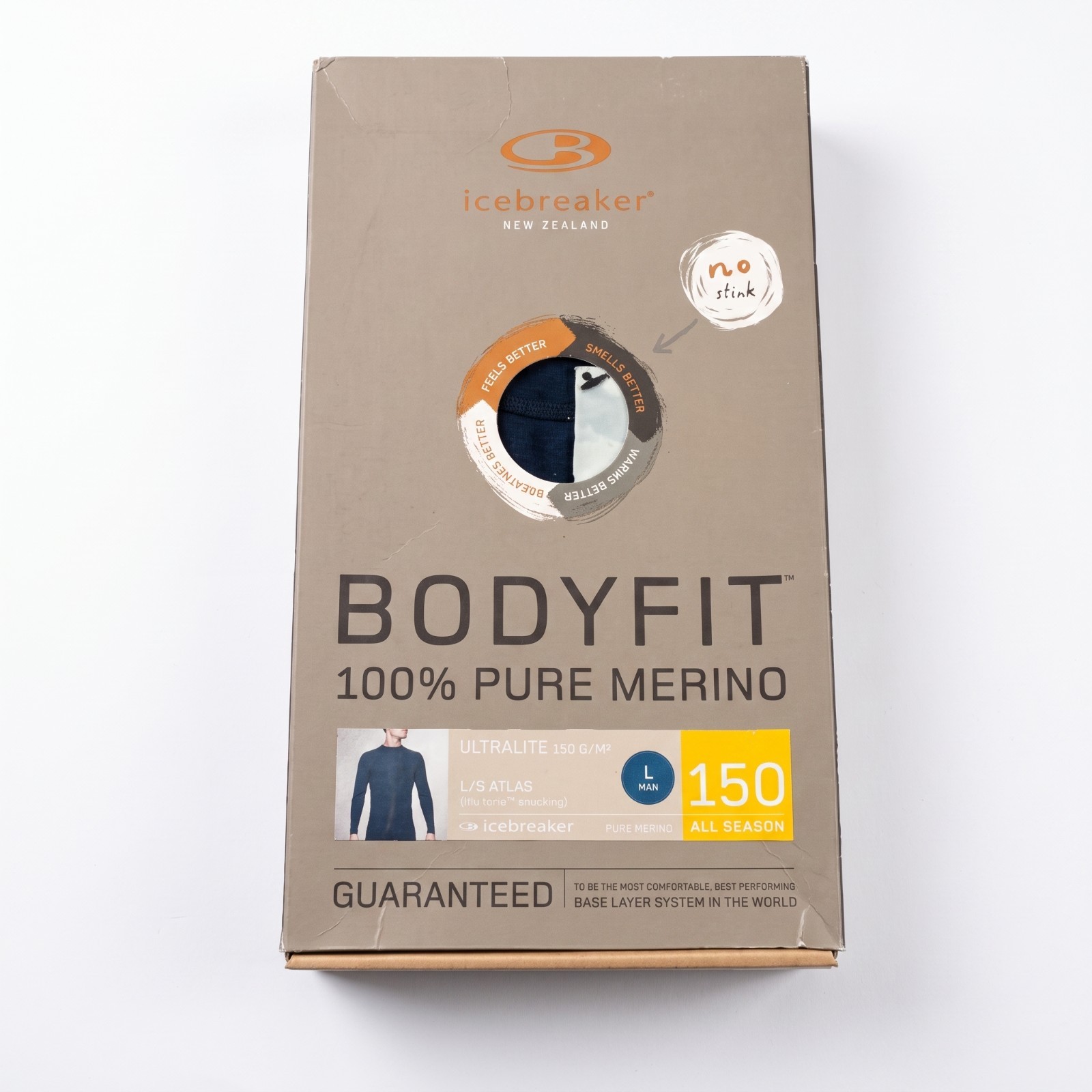 Icebreaker Bodyfit 150 Atlas Men\'s Large Merino Wool Long Sleeve Base Layer NIB