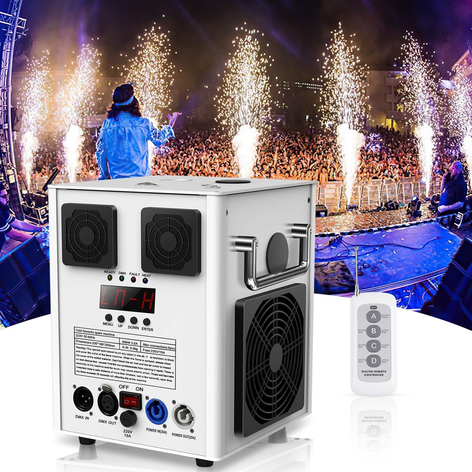 4PCS Large Cold Spark Machine 700W DMX Stage Firework Machine 6.6-9.8ft Wedding