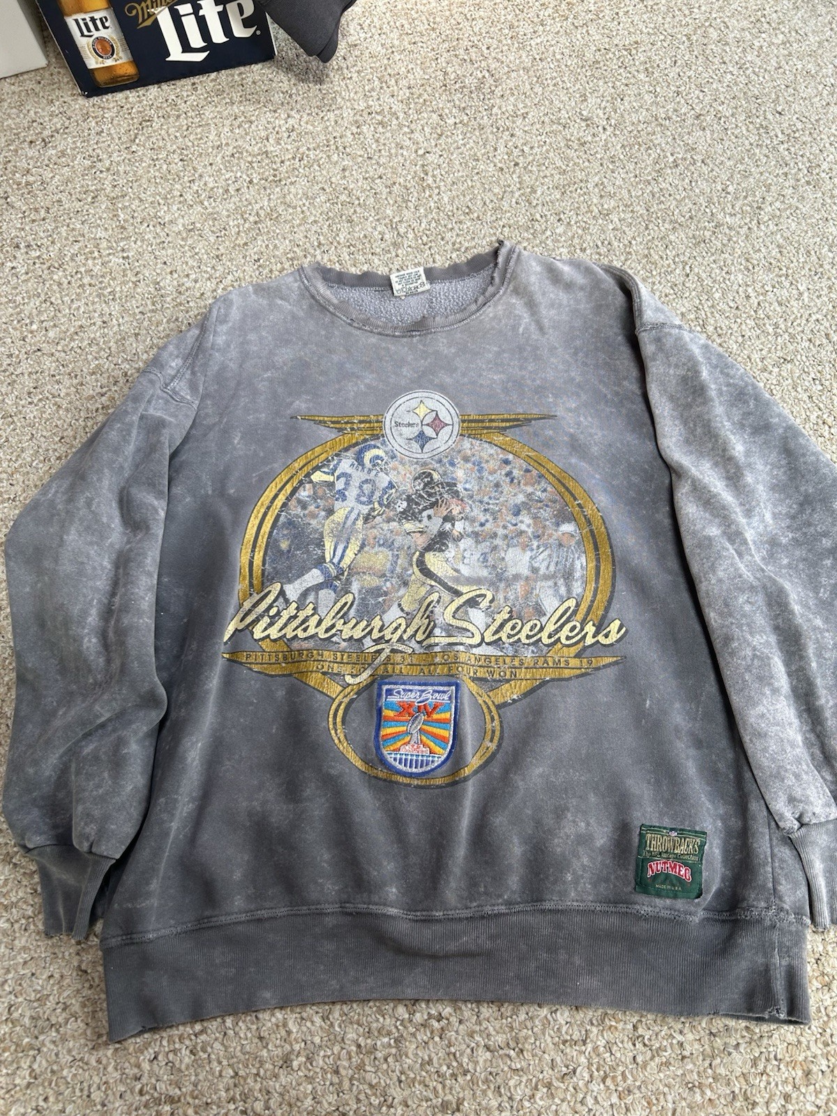 Vintage Pittsburgh Steelers Sweatshirt Nutmeg Throwback XLarge Gray Stonewash Vintage Pittsburgh Steelers Sweatshirt Nutmeg Throwback XLarge Gray Stonewash