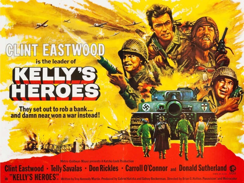 1970 KELLY\'S HEROES VINTAGE WAR MOVIE POSTER PRINT STYLE C 18x24 9 MIL PAPER