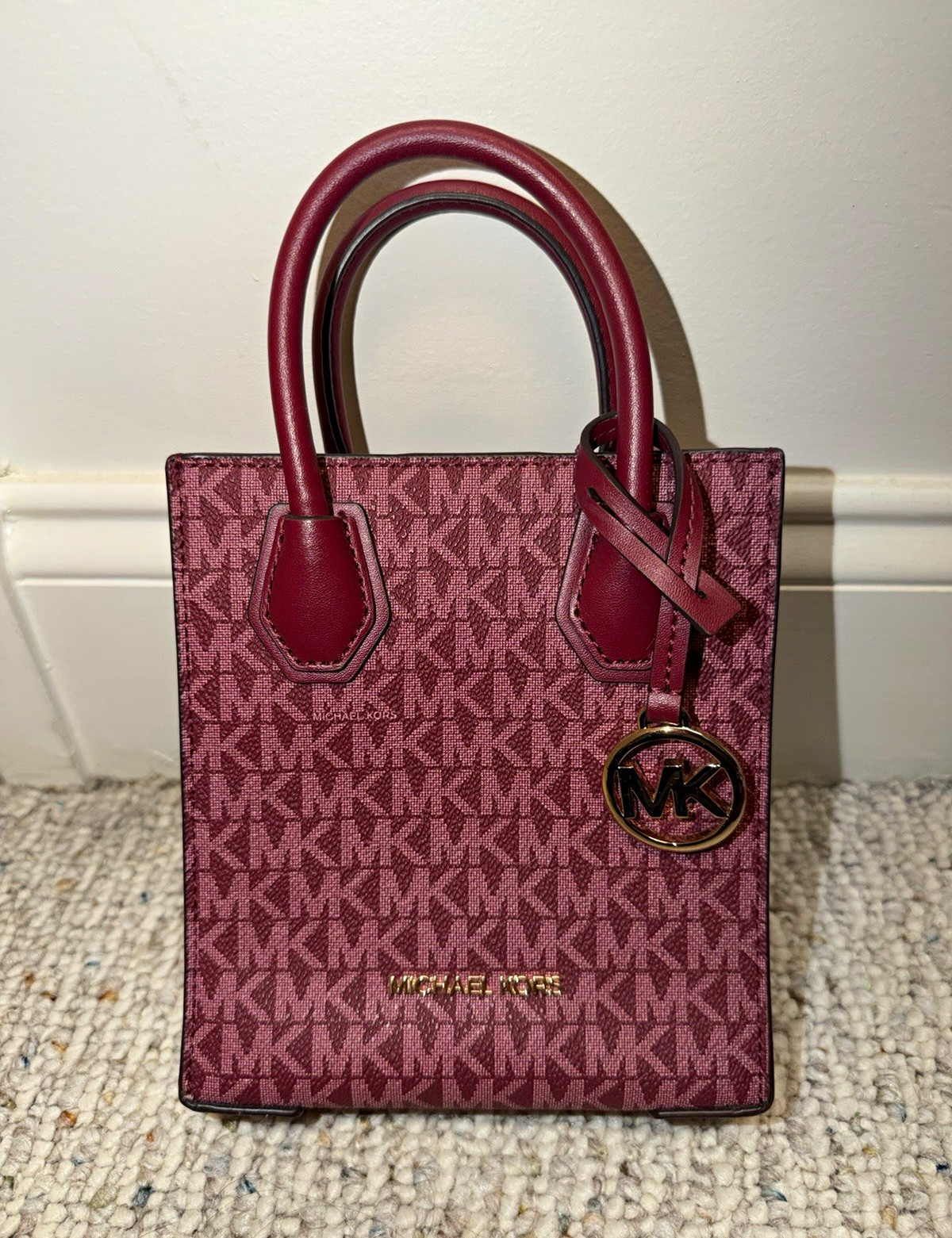 Michael Kors Burgundy Monogram Small Top Handle Crossbody w/ Detachable Strap Michael Kors Burgundy Monogram Small Top Handle Crossbody w/ Detachable Strap