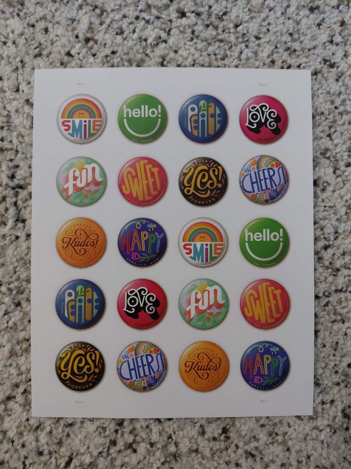 2024 USPS Pinback Buttons Forever Stamps - 20 Stamps - MNH