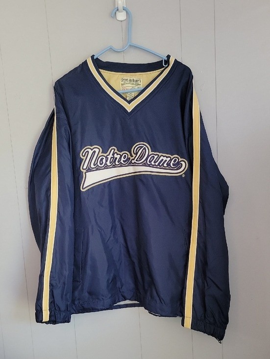 Vintage Notre Dame Pull Over Jacket Men\'s XL Blue Long Sleeve Rain Resistant