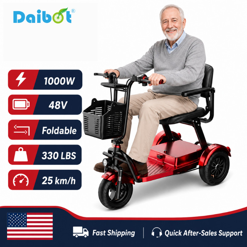 Daibot 1000W Lightweight Electric Mobility Scooter Folds Easy & Has Armrests