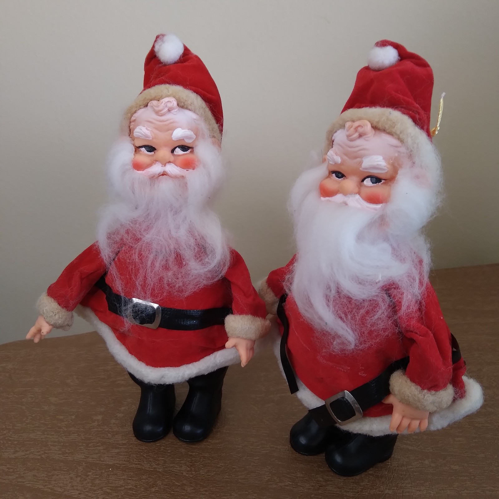 Vintage Santa Claus (Lot of 2) Plastic Face about 8